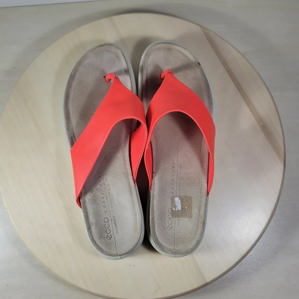 Ecco Corksphere Coral Thong Sandal Womens Size 9 - Picture 5 of 11